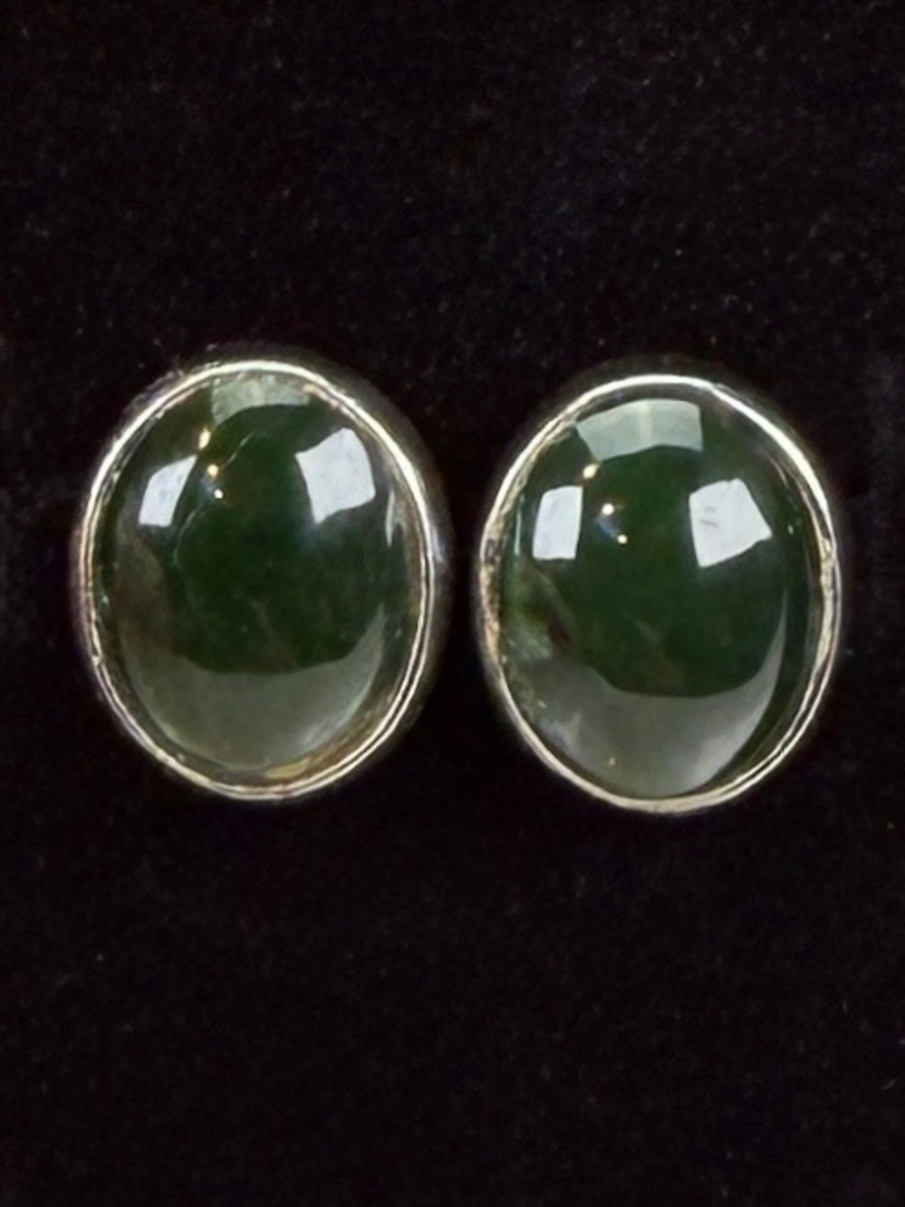 Vintage aged Silvertone Stamped 925 green, stud pierced earrings